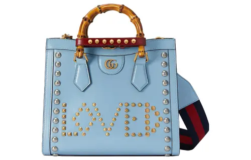 GUCCI Diana Leather Tote Bag, Shopping Bag, Shoulder Bag, Crossbody Bag, Handbag Small Women's Light Blue