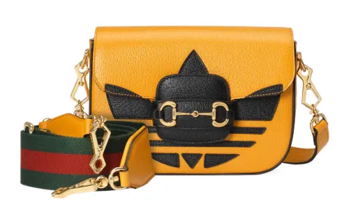 GUCCI X Adidas Originals Collaboration Horsebit 1955 Leather Crossbody Bags Mini Women's Yellow