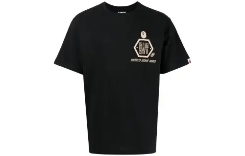 A BATHING APE T Shirts Men's Black Crew Neck Moderate Straight Fit