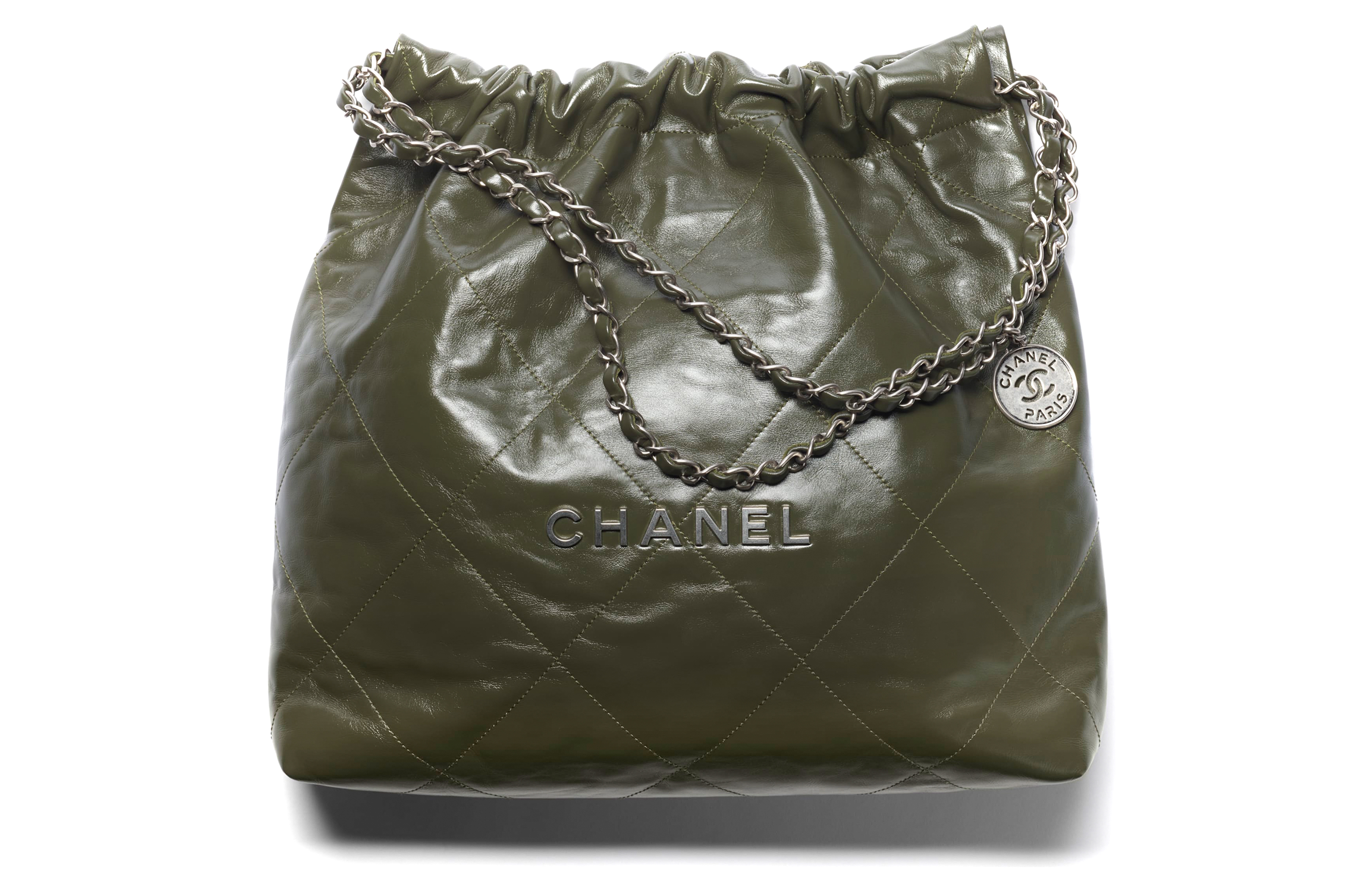 CHANEL 22K Fall Winter 22Bag Calfskin Tote Bag, Shopping Bag, Handbag, Shoulder Bag Medium Women's Army Green