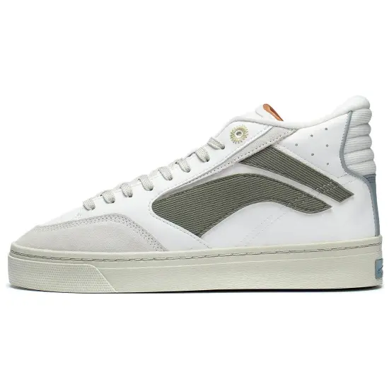 LINING Wave Skateboard Shoes Men Mid-Top Mist White/Orchid Grass Green