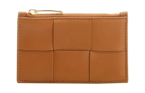 Bottega Veneta Calfskin Card Holder Wallet Women's Brown