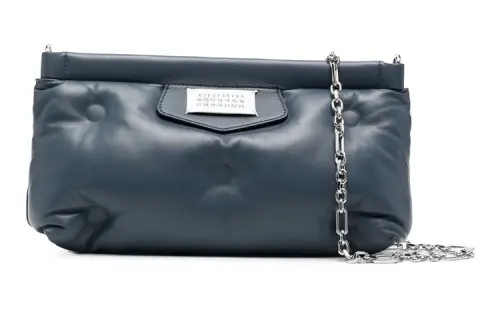 Maison Margiela Calfskin With Lambskin Pillow Bag, Clutch, Crossbody Bag, Shoulder Bag Women's Blue