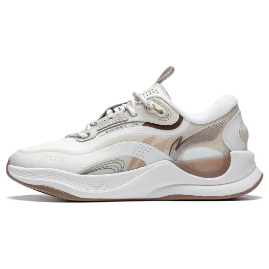 LINING Yun Ji Casual Shoes Women's Low-Top Champagne White/Egg Milk Gray