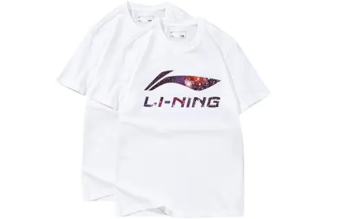 Li Ning T Shirts Unisex 2 Pack White Crew Neck Moderate Straight Fit