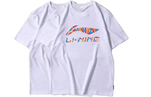 Li Ning T Shirts Unisex 2 Pack White Crew Neck Moderate Straight Fit