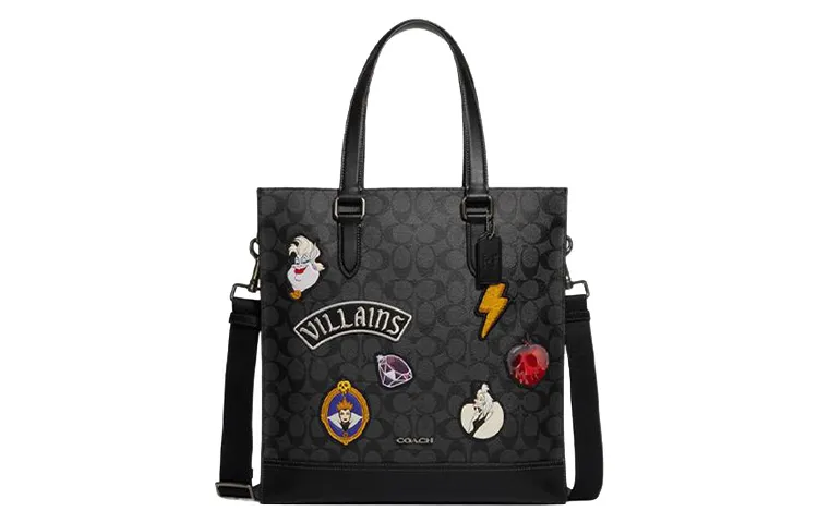 COACH X Disney Collaboration Graham Coated Canvas With Leather Tote Bag, Shopping Bag, Handbag Large Men's Black