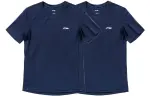 Li Ning T Shirts Unisex 2 Pack Ink Blue Crew Neck Moderate Straight Fit