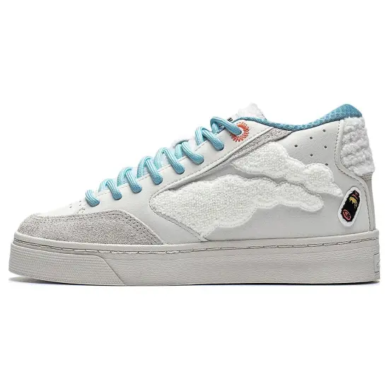 Pablo Ientile LiNing Wave 180 Durable Lightweight Cushioning Mid-Top Skateboard Shoes Women's Pearl White