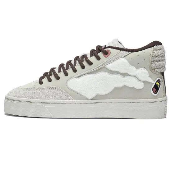 Pablo Ientile LiNing Wave 180 Lightweight Cushioning Wear Resistant Mid Top Skateboard Shoes Camel Gray
