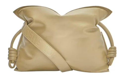 LOEWE Flamenco Bright Nappa Sheepskin One Shoulder Crossbody Clutch Women's Clay Green
