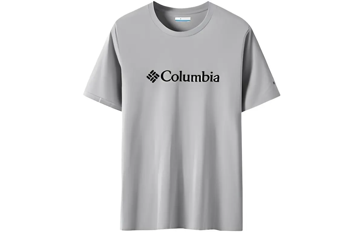 Columbia T-Shirts Men's Gray Crew Neck Moderate Straight Fit