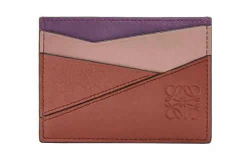 LOEWE Puzzle Cow Leather Card Holder Women's Brown