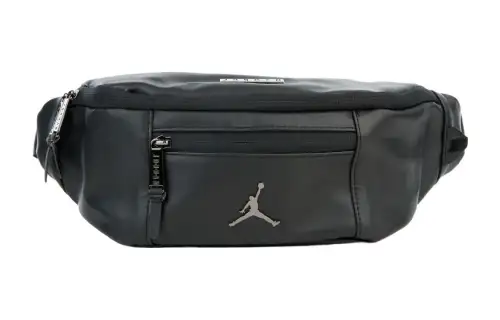 Jordan Leather Sling Bag, Crossbody Bag, Fanny Pack Regular Unisex Black