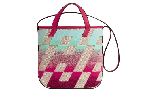 HERMES Cabas Canvas With Swift Leather Shoulder Bag, Crossbody Bag, Handbag 27 Women's