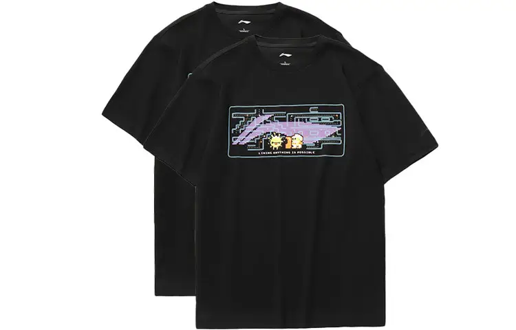 Li Ning T Shirt Unisex 2 Pack Black