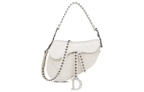 DIOR Sheepskin Embroidery Saddle Bag, Crossbody Handbag, Shoulder Bag Women's Milk White