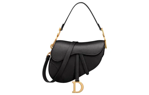 DIOR Grained Calfskin Shoulder Bag Women's Black