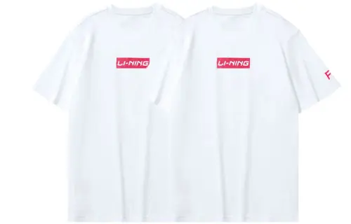 Li Ning T Shirts Unisex 2 Pack White Crew Neck Moderate Straight Fit