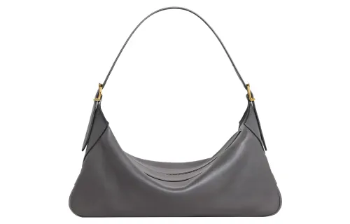 CELINE Zip Closure Soft Leather Shoulder Bag, Handbag, Shoulder Bag Women's Gray