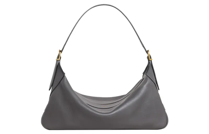 CELINE Zip Closure Soft Leather Shoulder Bag, Handbag, Shoulder Bag Women's Gray