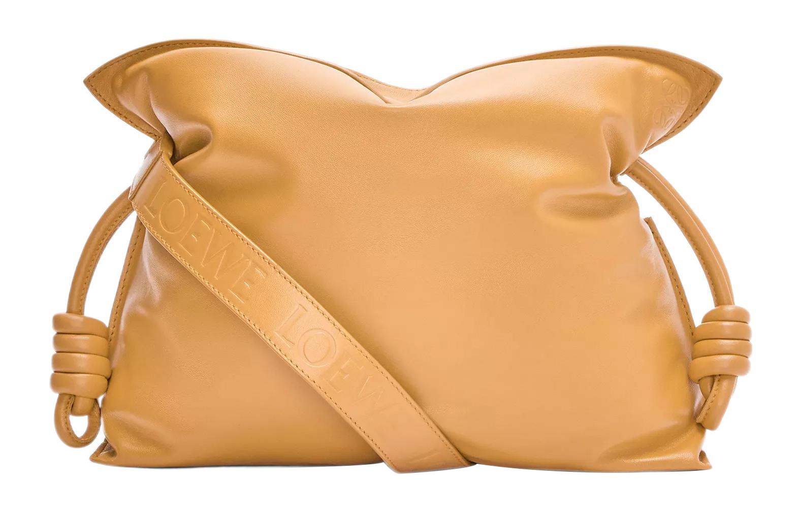 LOEWE Puffer Flamenco Clutch In Shiny Nappa Lambskin Camel