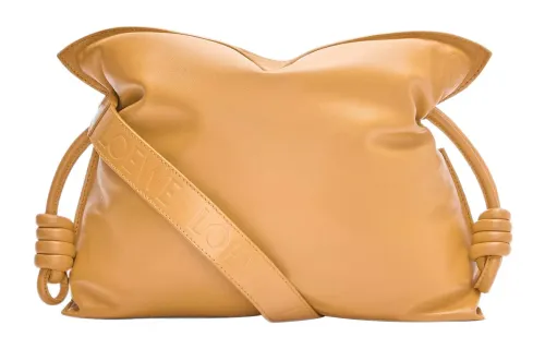 LOEWE Puffer Flamenco Clutch In Shiny Nappa Lambskin Camel
