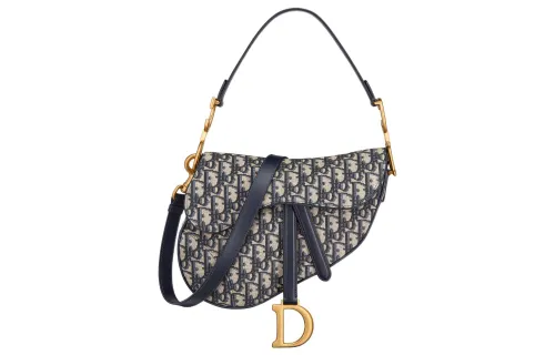 DIOR Saddle Fabric Handbag, Shoulder Bag Medium Women's Blue