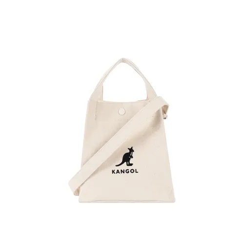 KANGOL Canvas Small Square Bag, Canvas Bag, Handbag, Shoulder Bag, Crossbody Bag Medium Women's Ecru/Black