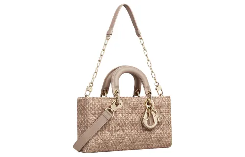 DIOR Lady D JOY Tweed Effect Canvas With Leather Handbag Canvas Bag, Shoulder Bag, Crossbody Bag, Handbag Regular