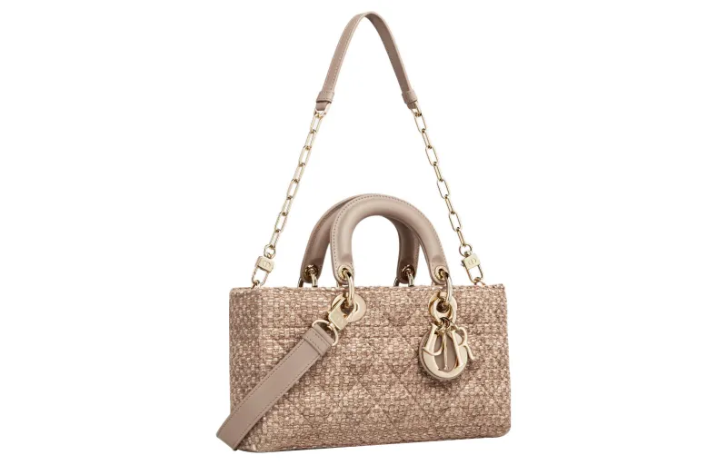 DIOR Lady D JOY Tweed Effect Canvas With Leather Handbag Canvas Bag, Shoulder Bag, Crossbody Bag, Handbag Regular