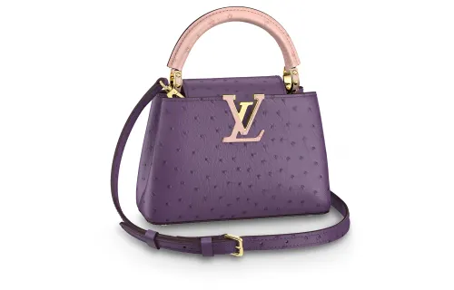 LOUIS VUITTON Capucines Ostrich Leather Kapsyn Shoulder Bag, Crossbody Bag, Handbag Mini Women's Purple