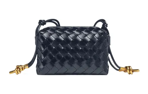 Bottega Veneta Loop Cow Leather Camera Bag, Crossbody Bag, Shoulder Bag Women's Dark Blue