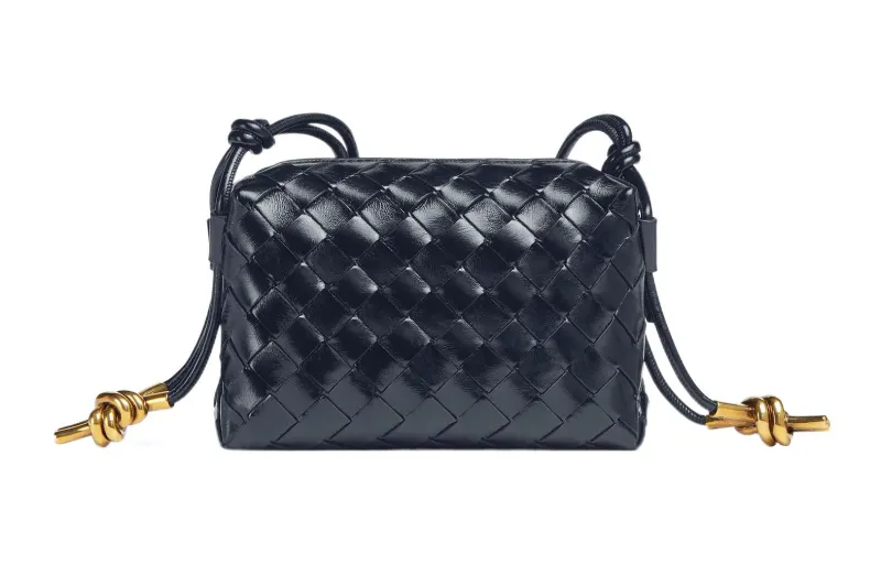 Bottega Veneta Loop Cow Leather Camera Bag, Crossbody Bag, Shoulder Bag Women's Dark Blue