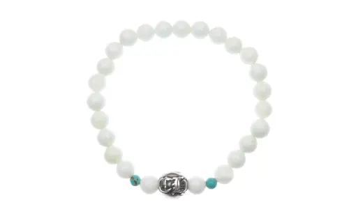 Chrome Hearts 925 Silver Agate Beaded Bracelets Unisex White
