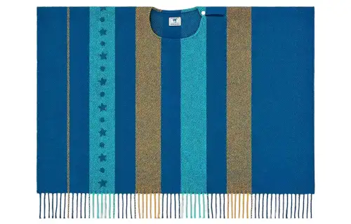 HERMES Wool Cashmere Shawl Kids' Blue