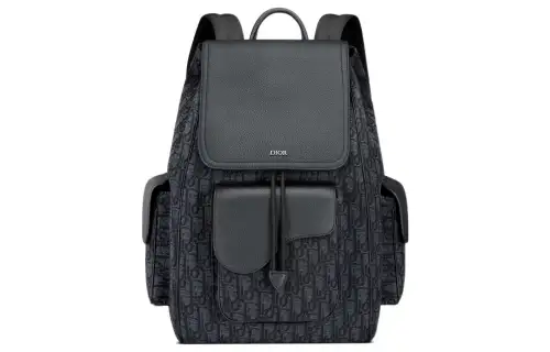DIOR Saddle Embroidery With Cow Leather Backpack Regular Men's Black