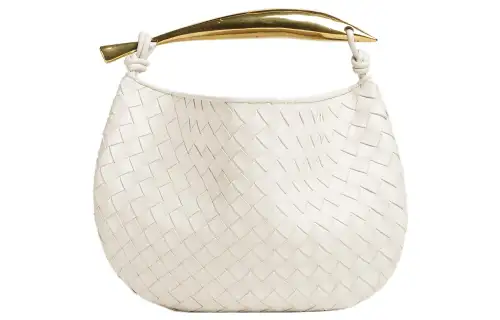 Bottega Veneta Sardine Intrecciato Top Handle Small Chalk