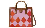 GUCCI Diana Leather Tote Bag, Shopping Bag, Shoulder Bag, Crossbody Bag, Handbag Women's Pink/Brown/Orange