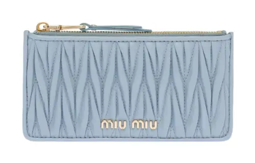 MIU MIU Matelassé Lambskin Wallet Women's Sky Blue