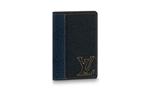 LOUIS VUITTON Taurillon Leather Wallet Men's Blue/Black