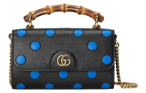 GUCCI Diana Leather Small Square Bag, Handbag, Shoulder Bag, Crossbody Bag Mini Women's Black/Blue