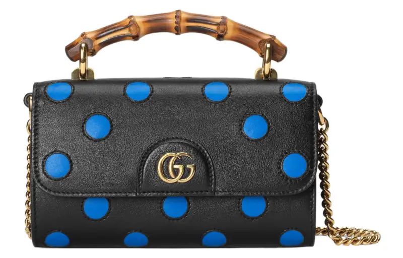 GUCCI Diana Leather Small Square Bag, Handbag, Shoulder Bag, Crossbody Bag Mini Women's Black/Blue