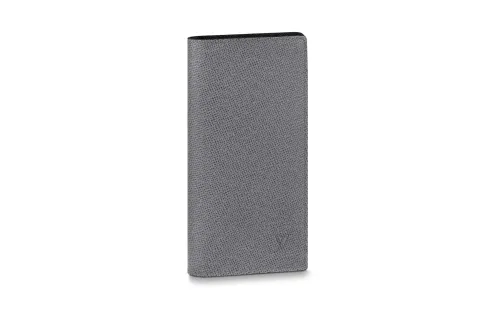 LOUIS VUITTON Brazza Taïga Cow Leather Wallet Men's Gray