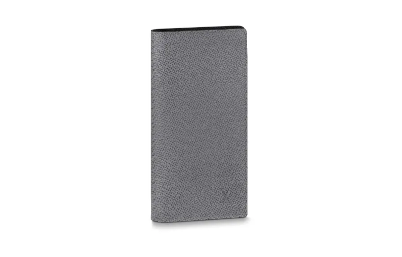 LOUIS VUITTON Brazza Taïga Cow Leather Wallet Men's Gray