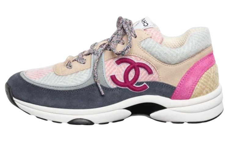 CHANEL Chanel leather casual logo lightweight low top sneakers women's gray beige