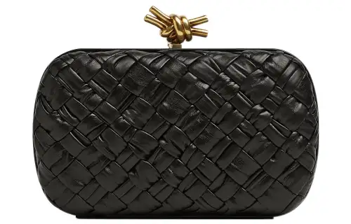 Bottega Veneta Knot Foulard Intrecciato Minaudiere Black