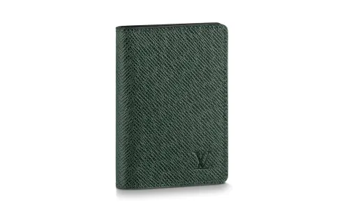LOUIS VUITTON Pocket Organizer Taïga Cow Leather Wallet Men's Jasper