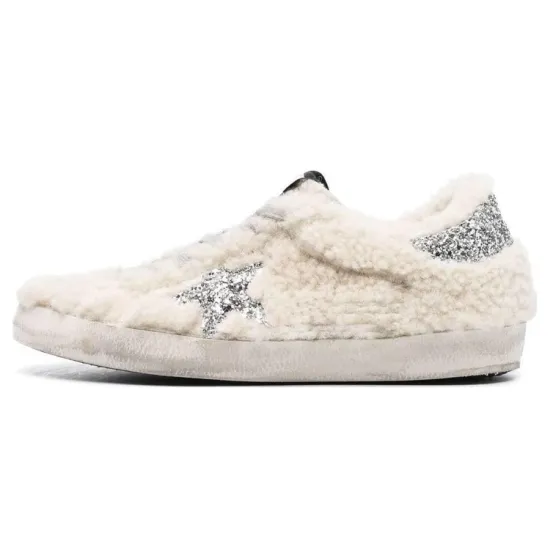 Golden Goose Shearling-panel Glitter Sneakers
