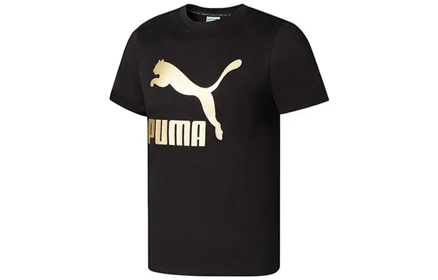 PUMA T-Shirts Men's Black Crew Neck Moderate Straight Fit